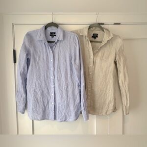 J CREW BAIRD MCNUTT linen Wren Shirt 4 Tall blue & flax (2)